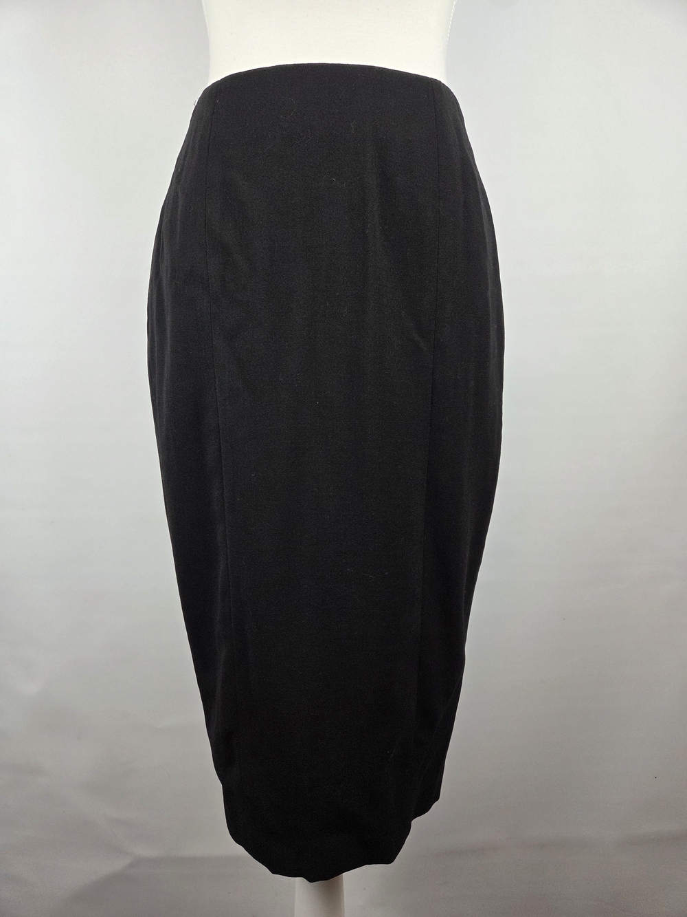 Vintage Holt Renfrew Studio Black Wool Pencil Skirt - Picture 2 of 12